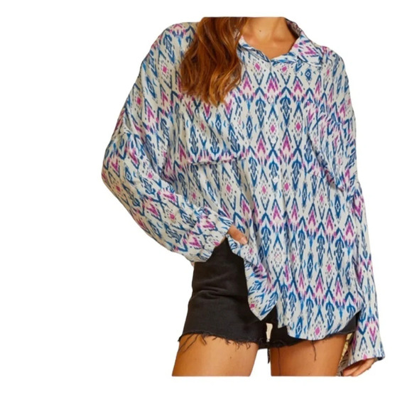 Savanna Jane Aztec Print Button Down - Picture 1 of 8